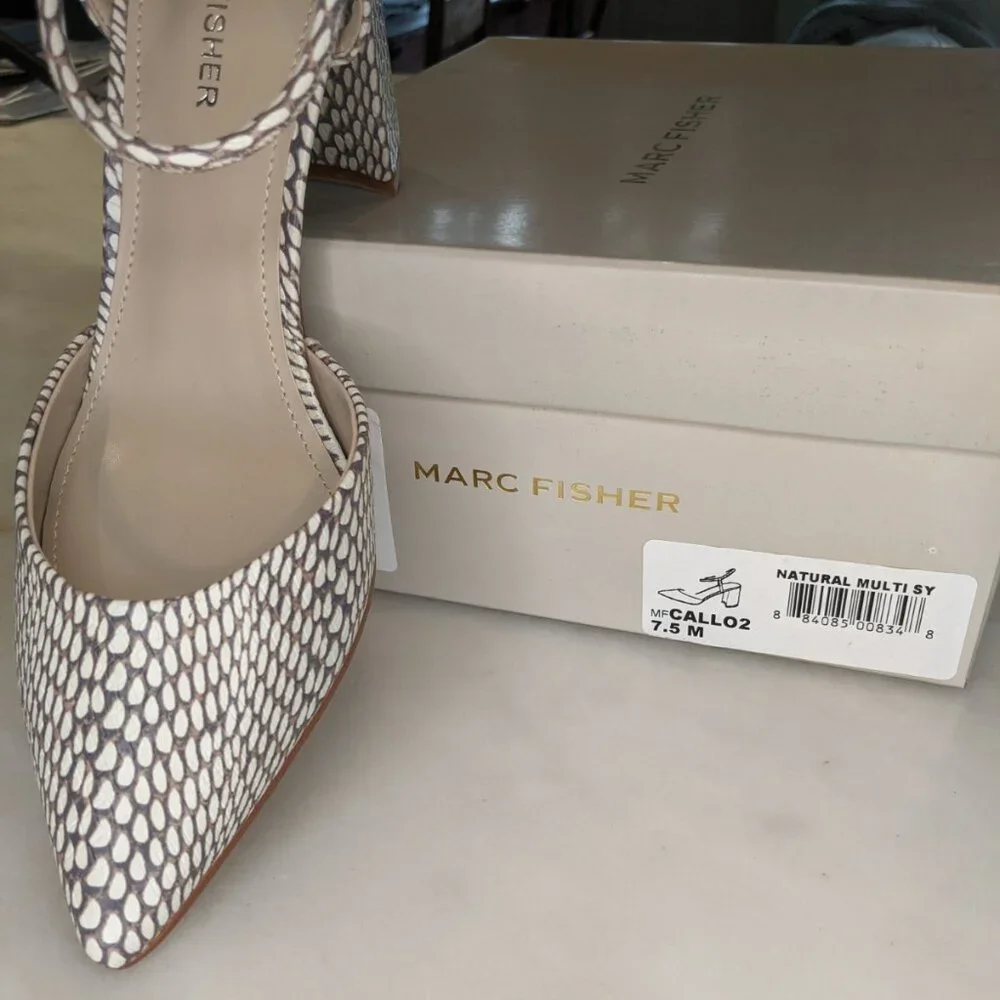 Callo Snakeskin Slingback Block Heel Pumps - Picture 2 of 6